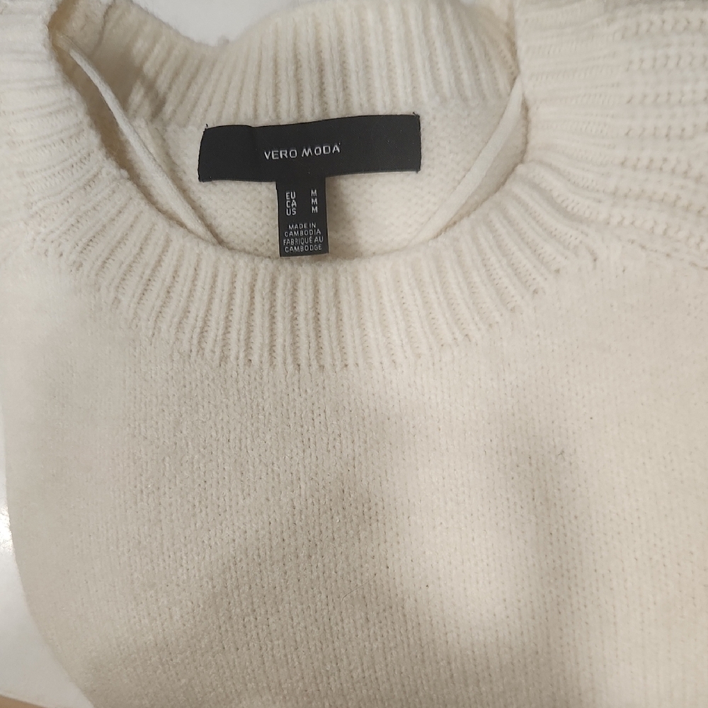 Vero Moda Cream Rib-Knit Crew Sweater Dress - Picture 2 of 9